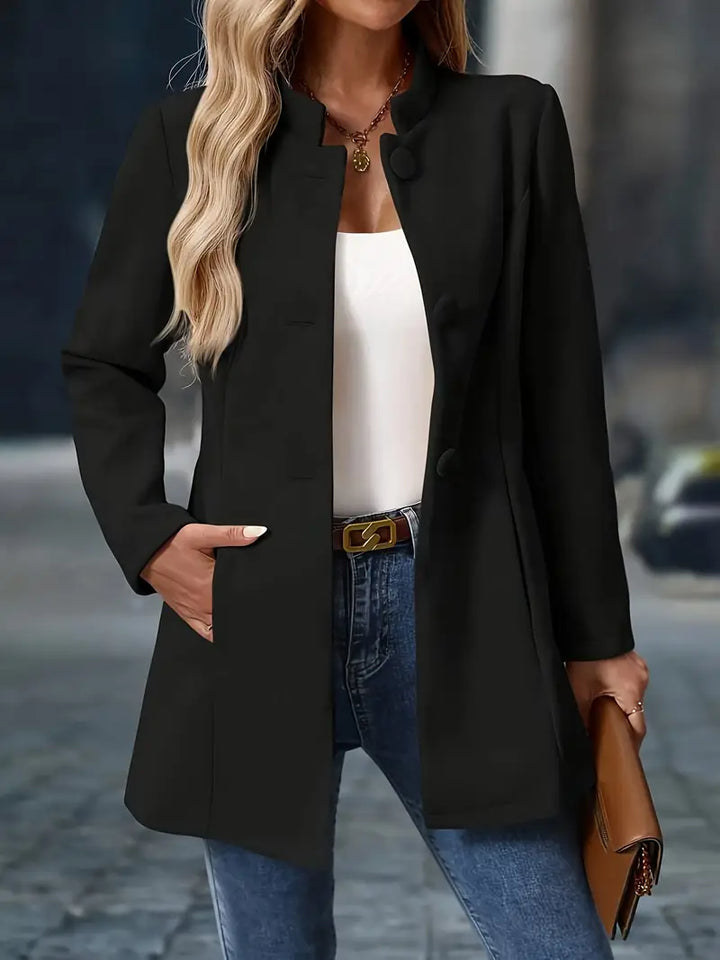 Eleanor | Tailored Collarless Button Front Coat