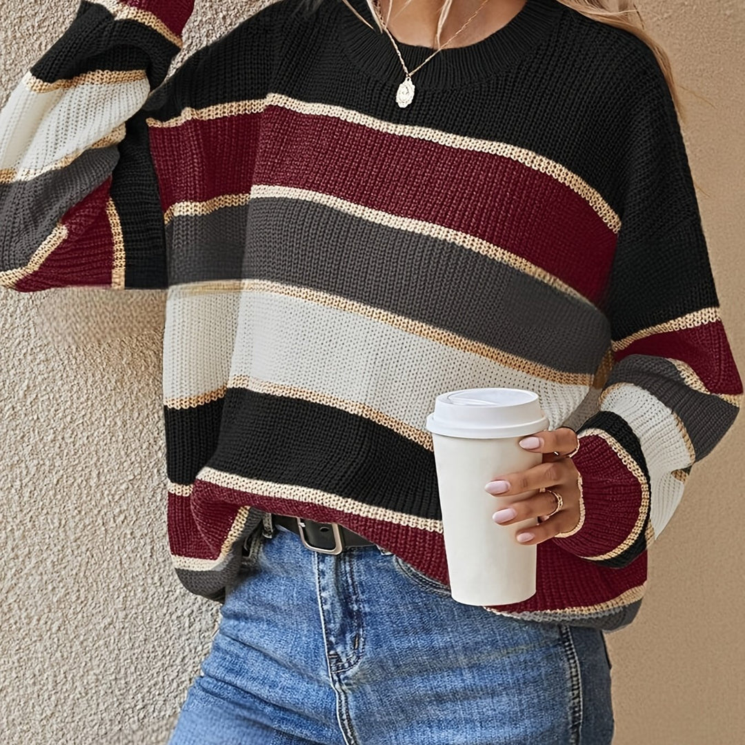Women's Striped Crew Neck Sweater