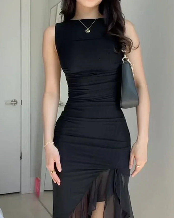 Emilia | Elegant Sleeveless Asymmetric Midi Dress