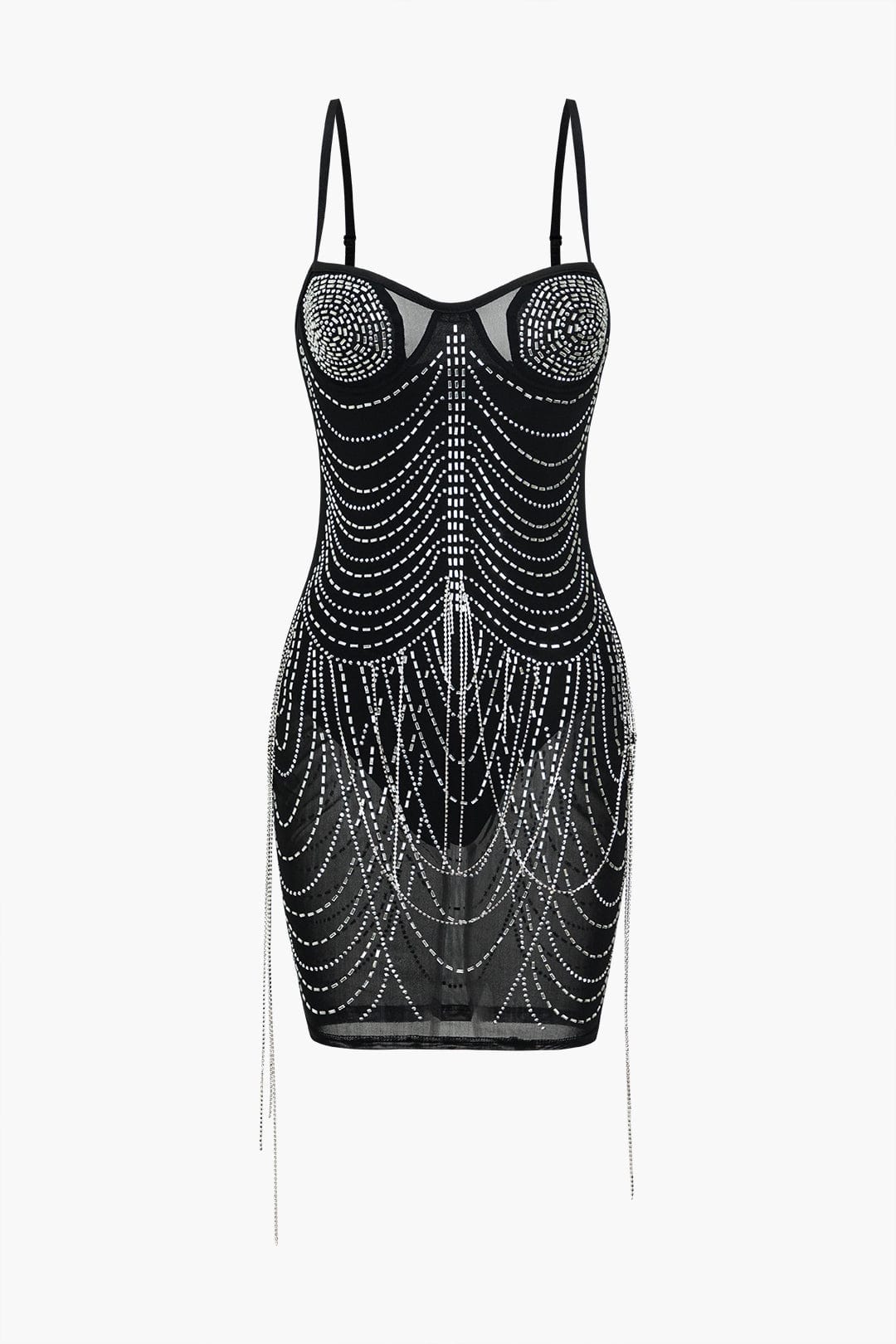 Amelia | Rhinestone Fringe Mini Cocktail Dress