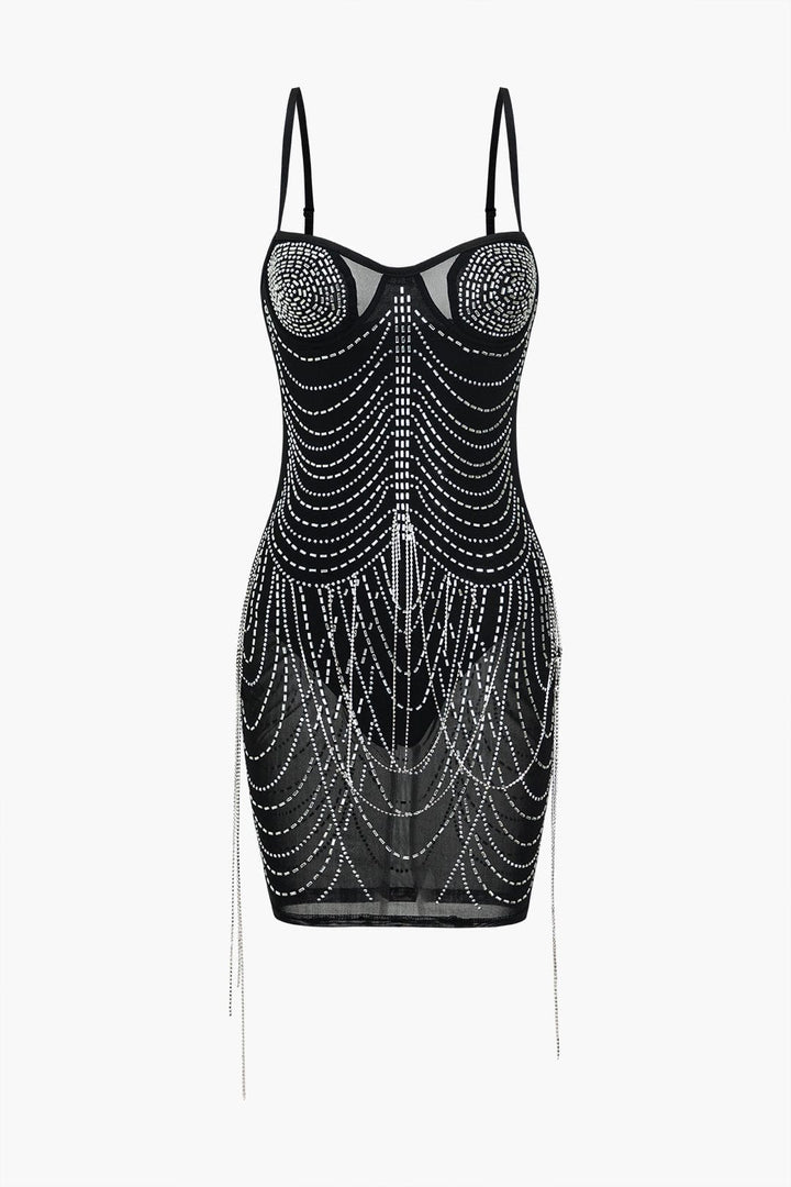 Amelia | Rhinestone Fringe Mini Cocktail Dress