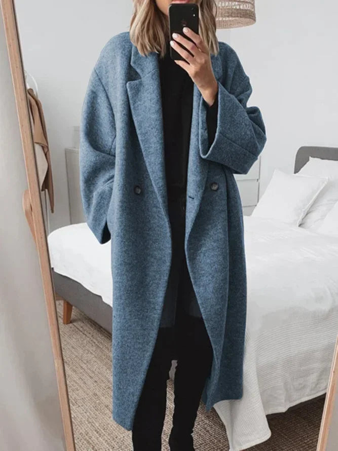 Women's Longline Wool-Blend Coat in Regular Fit