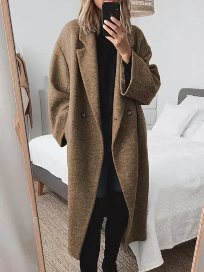 Women's Longline Wool-Blend Coat in Regular Fit