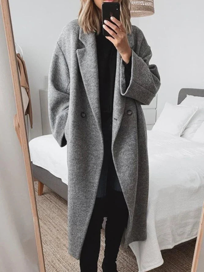 Women's Longline Wool-Blend Coat in Regular Fit