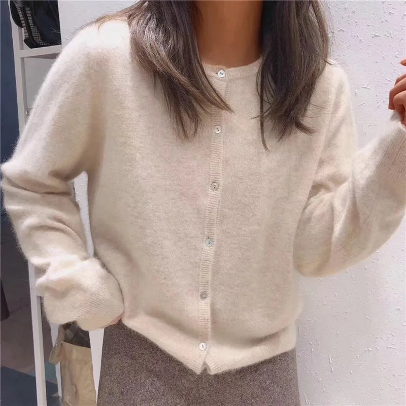 Women's Knit Button-Front Cardigan in a Relaxed Fit
