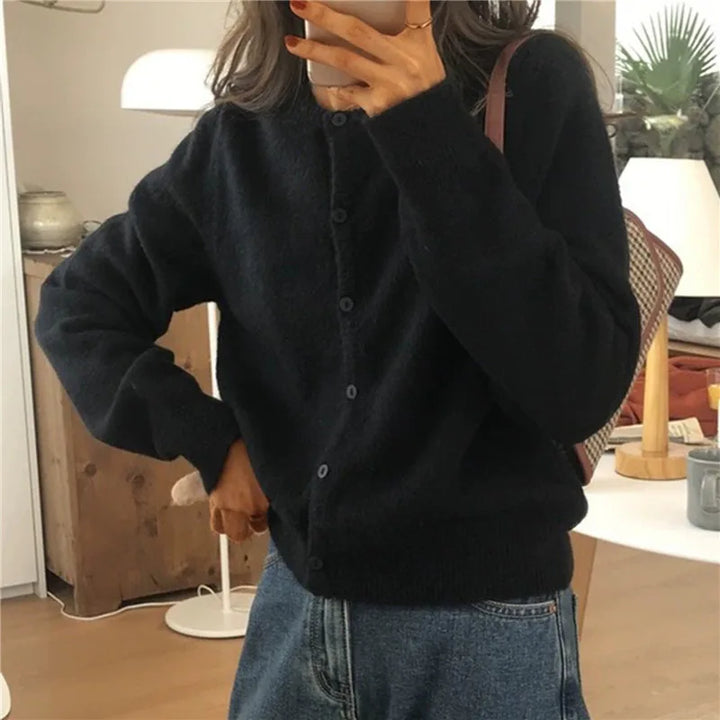 Women's Knit Button-Front Cardigan in a Relaxed Fit