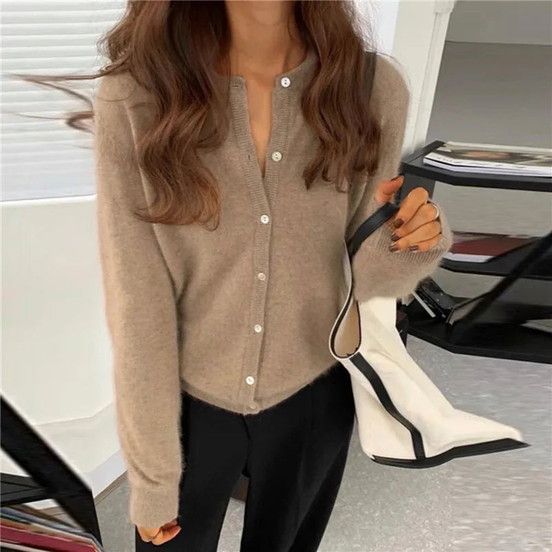 Women's Knit Button-Front Cardigan in a Relaxed Fit