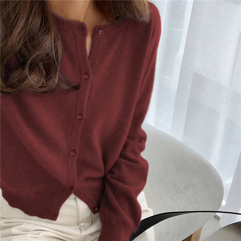 Women's Knit Button-Front Cardigan in a Relaxed Fit
