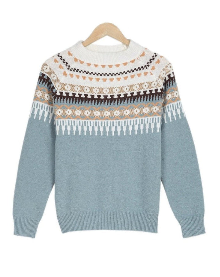 Women's Fair Isle Knit Jumper with Crew Neck