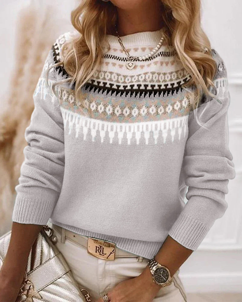 Women's Fair Isle Knit Jumper with Crew Neck