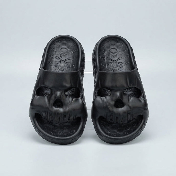 Women's Skull Face Halloween Slippers with Novelty Design