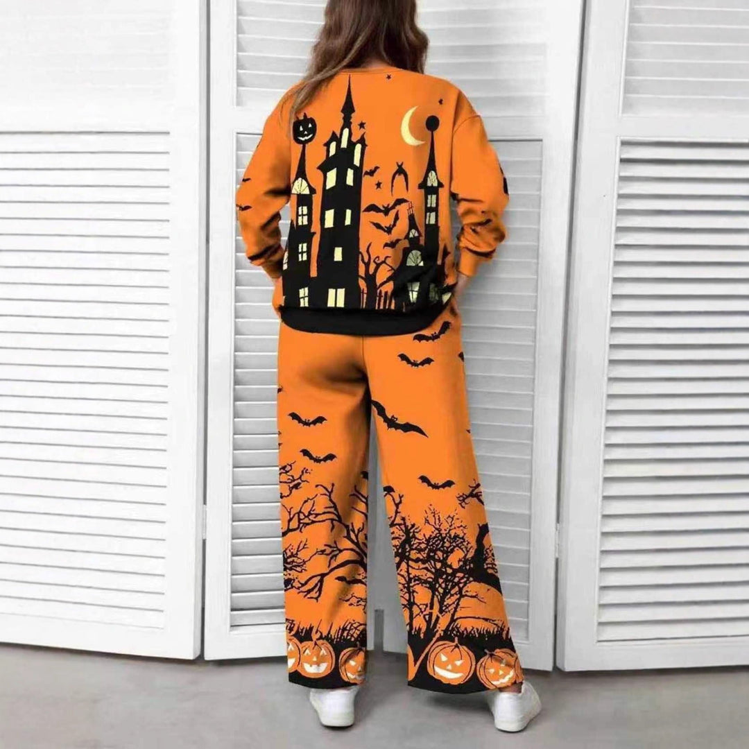 Women's Halloween Pyjama Set with Haunted Castle Print