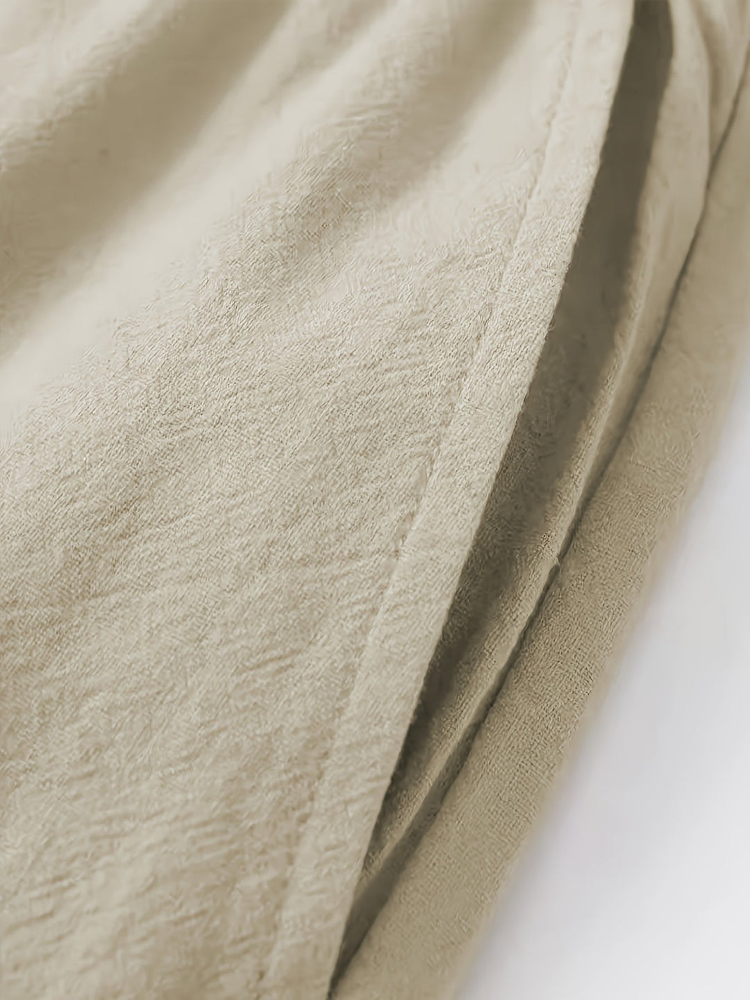 Men's Crinkled Linen Wide-Leg Drawstring Pants