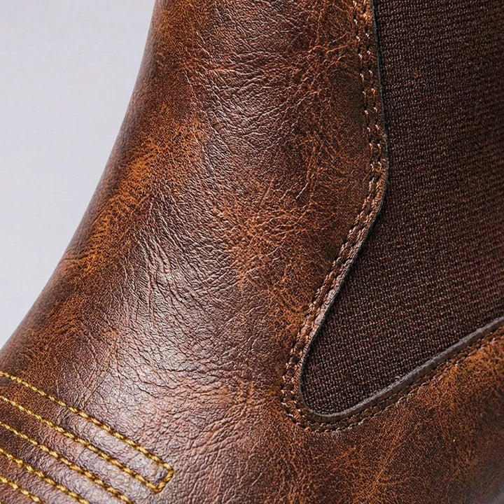 Men's Embroidered Chelsea Boots with Pull-On Elastic Panels