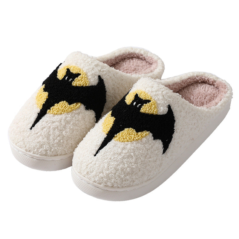 Halloween Bat Print Slippers with Fleece Lining