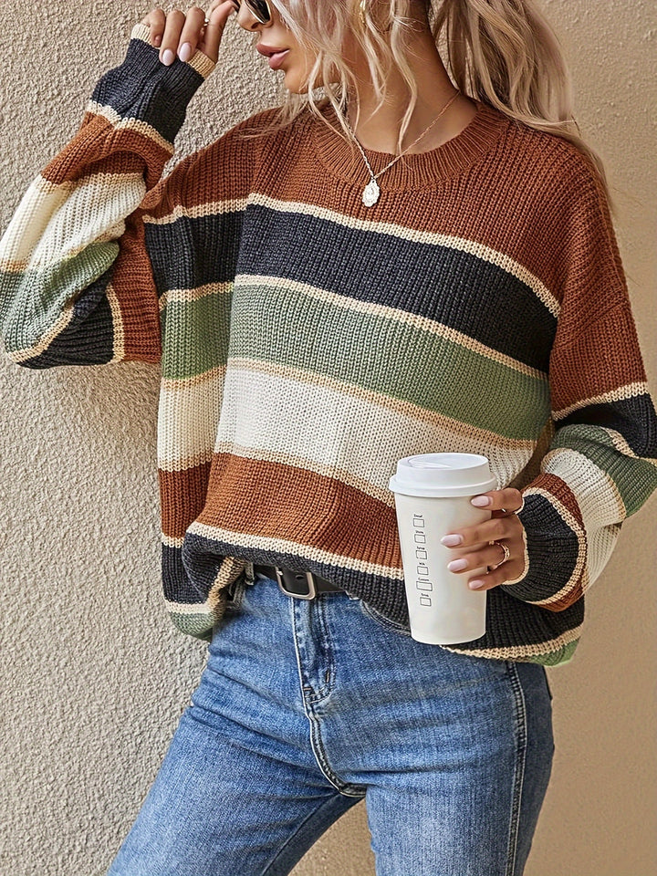 Women's Striped Crew Neck Sweater