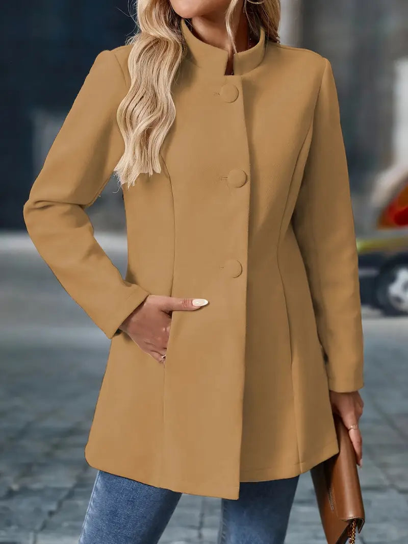 Eleanor | Tailored Collarless Button Front Coat