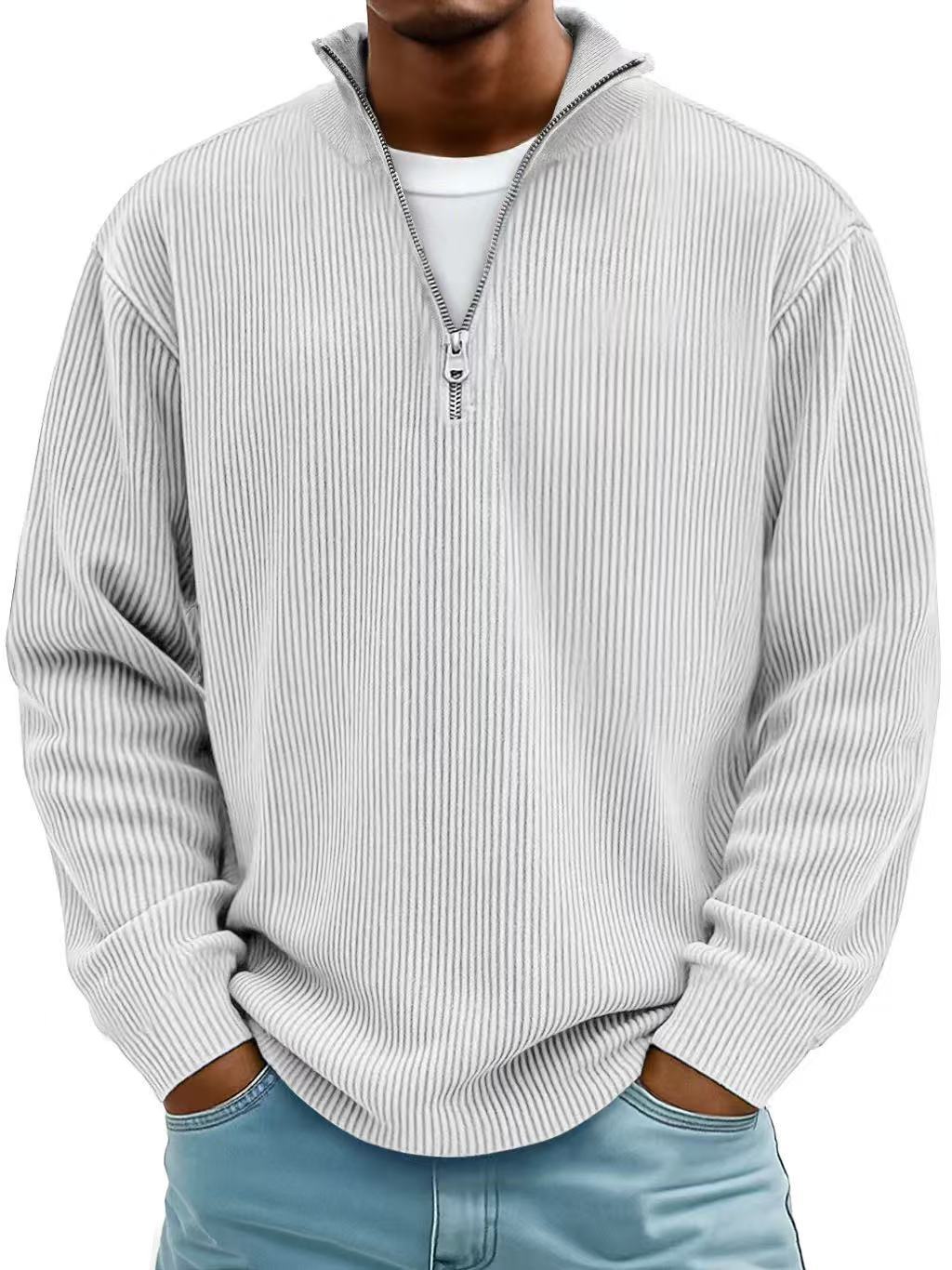 Men's Ribbed Quarter Zip Sweatshirt
