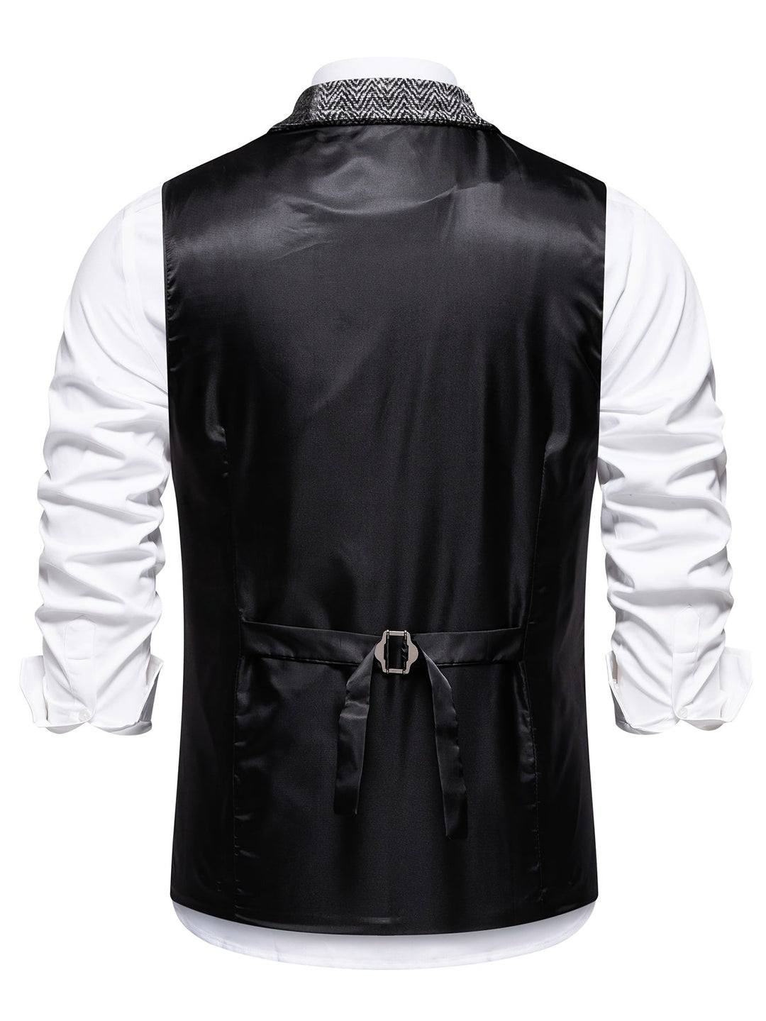 Men's Tweed Patchwork Waistcoat with Herringbone Detail