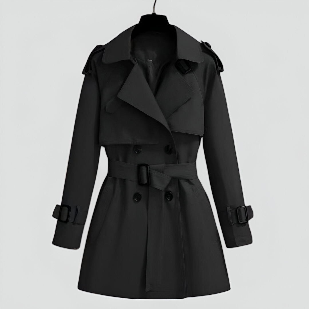 Women's Double-Breasted Trench Coat with Belted Waist