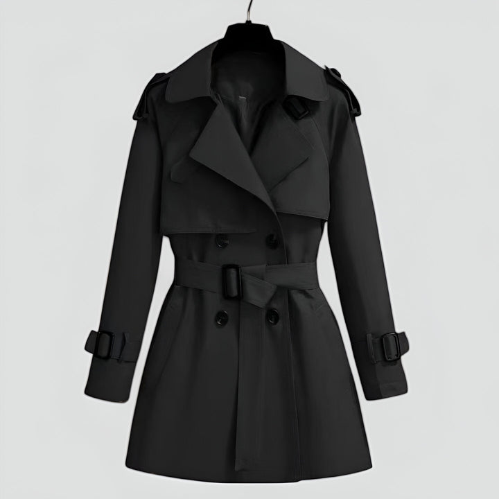 Women's Double-Breasted Trench Coat with Belted Waist