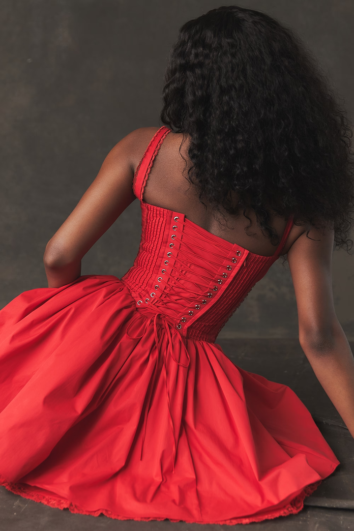 Rosalie | Corset Lace Trim Mini Dress