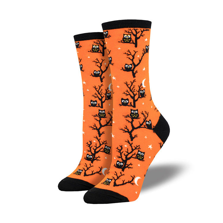 Halloween Pumpkin and Witch Print Cosy Socks