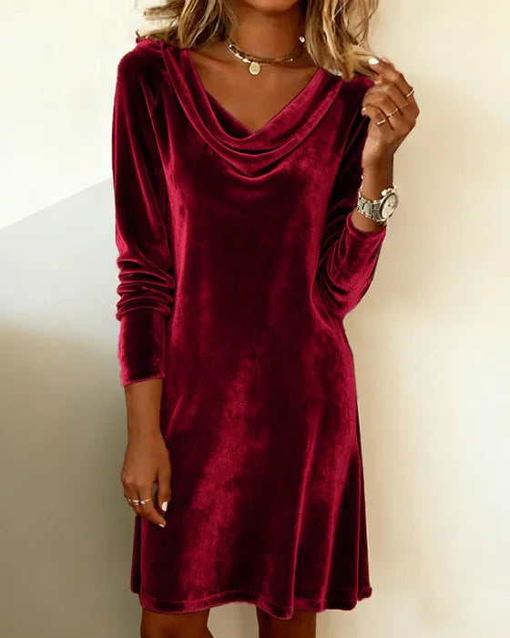 Vivienne | Velvet Cowl Neck Mini Dress