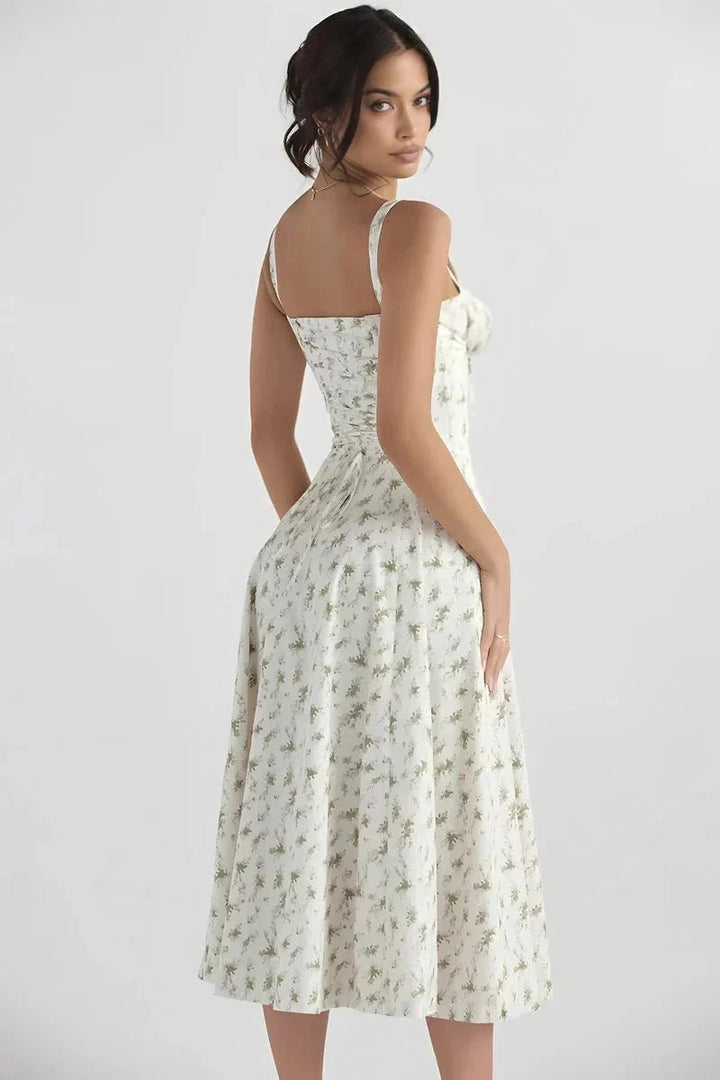 Sweetheart Neck Floral Midi Dress