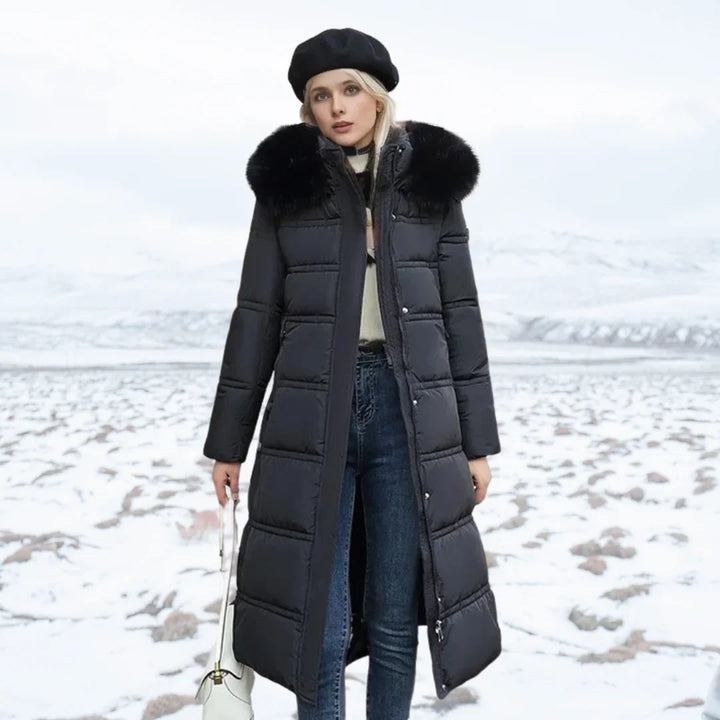 Women's Fur-Trimmed Hooded Long Parka Jacket