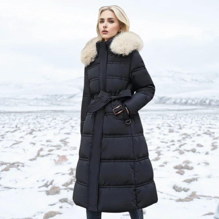 Women's Fur-Trimmed Hooded Long Parka Jacket