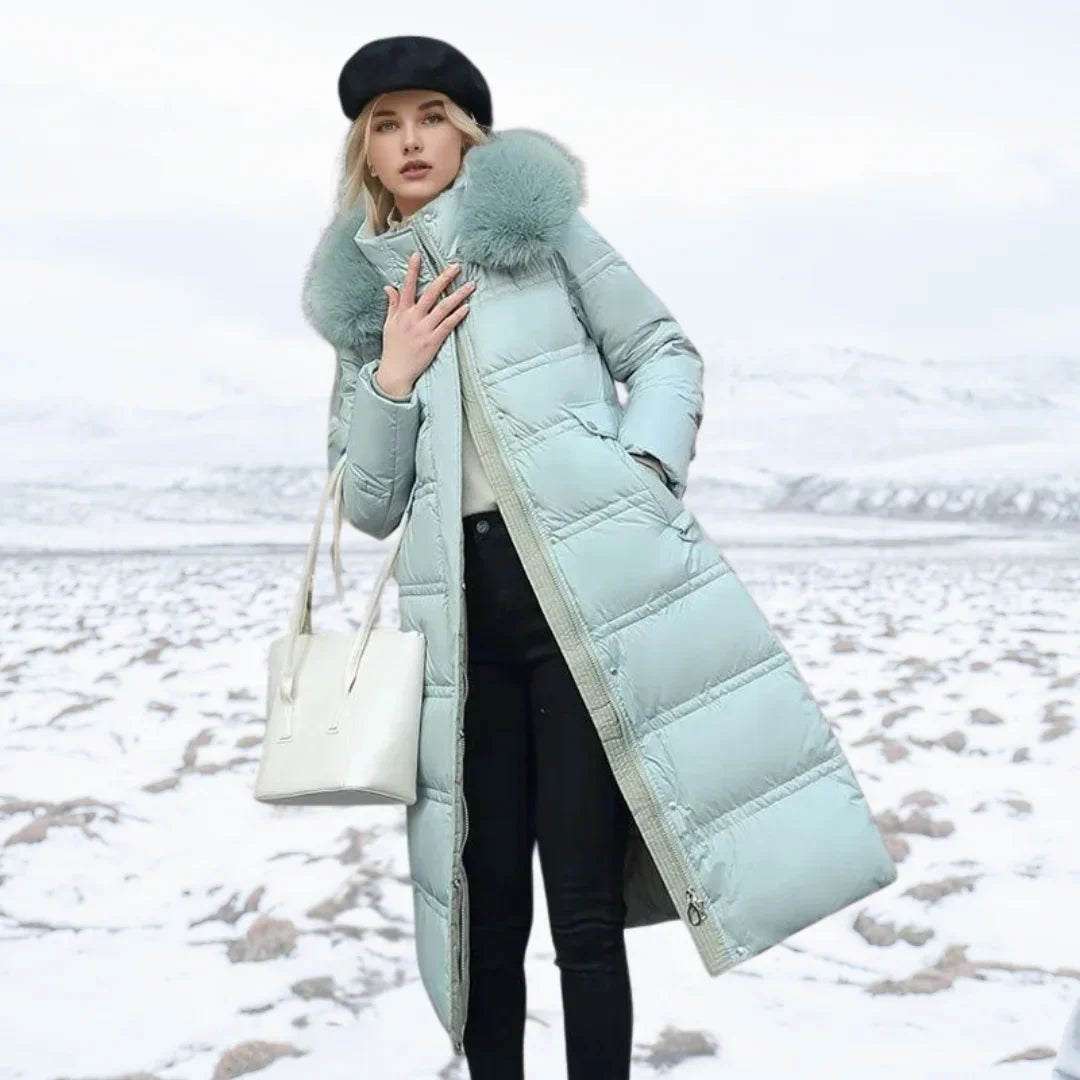 Women's Fur-Trimmed Hooded Long Parka Jacket