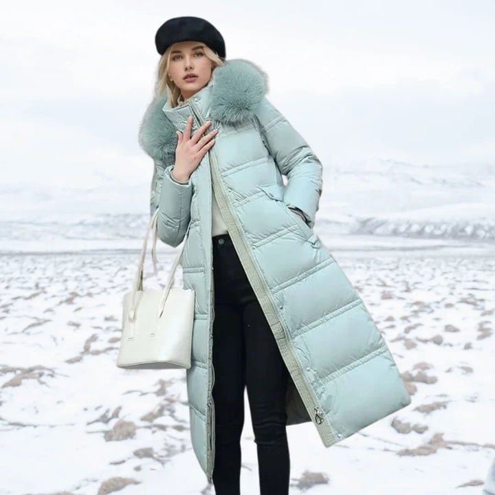 Women's Fur-Trimmed Hooded Long Parka Jacket