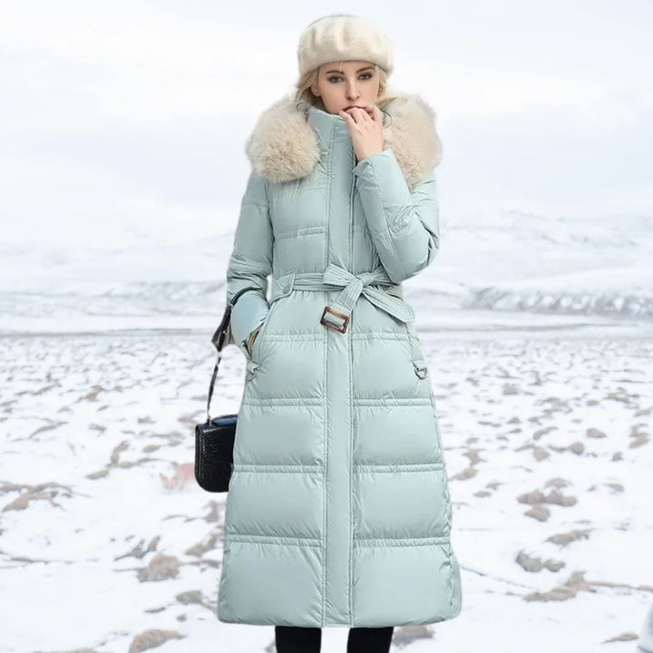 Women's Fur-Trimmed Hooded Long Parka Jacket