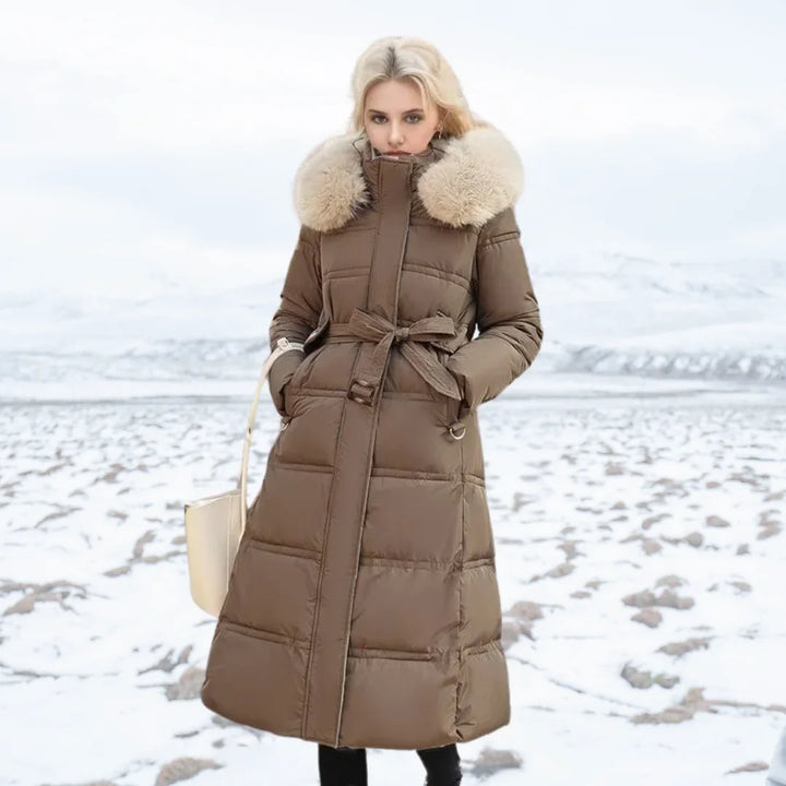 Women's Fur-Trimmed Hooded Long Parka Jacket