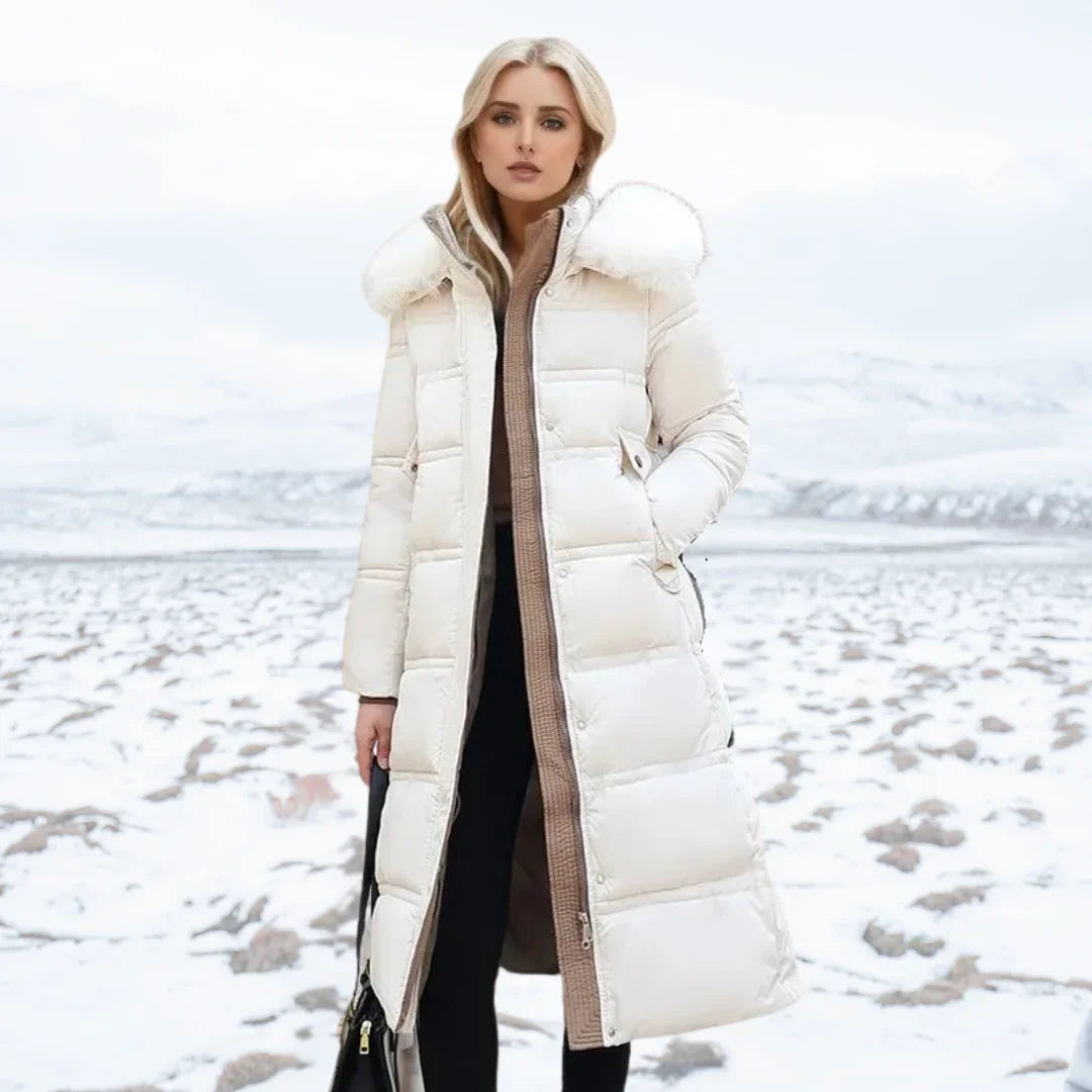 Women's Fur-Trimmed Hooded Long Parka Jacket