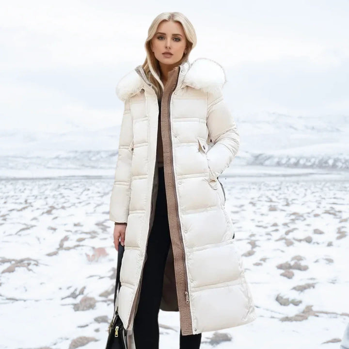 Women's Fur-Trimmed Hooded Long Parka Jacket