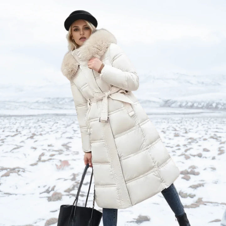 Women's Fur-Trimmed Hooded Long Parka Jacket