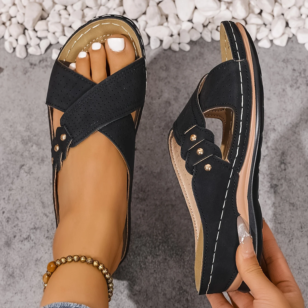 Women's Cross-Strap Wedge Sandals