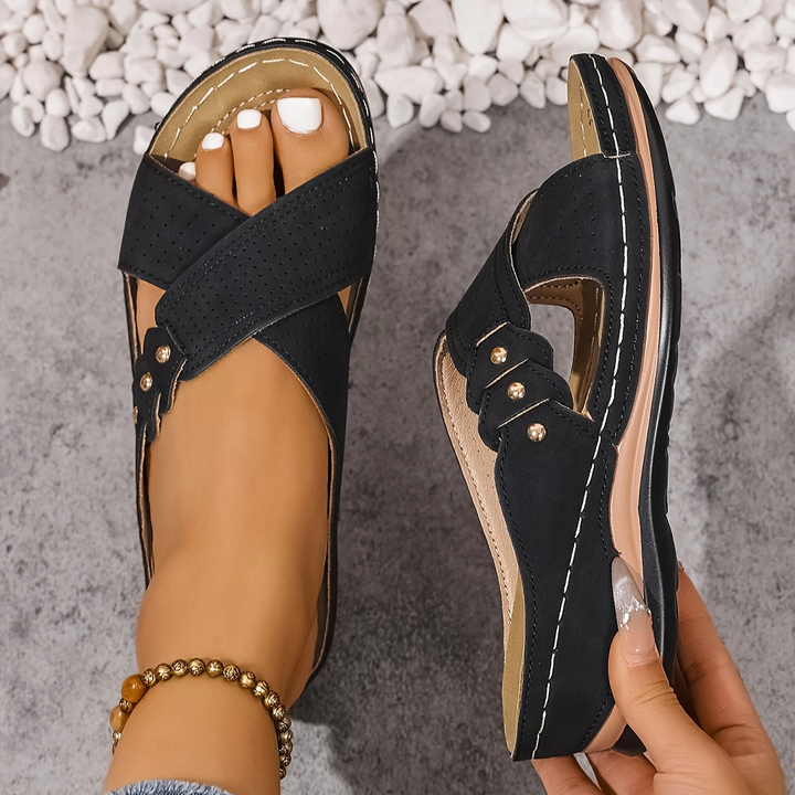 Women's Cross-Strap Wedge Sandals