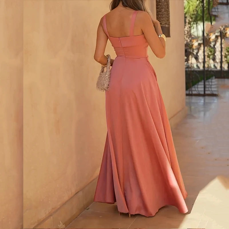 Adeline | Formal Sweetheart Neck Split Maxi Dress