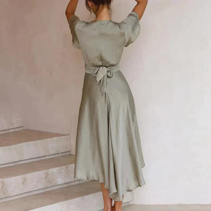 Celeste | Flowing V-Neck High Split Midi Dress
