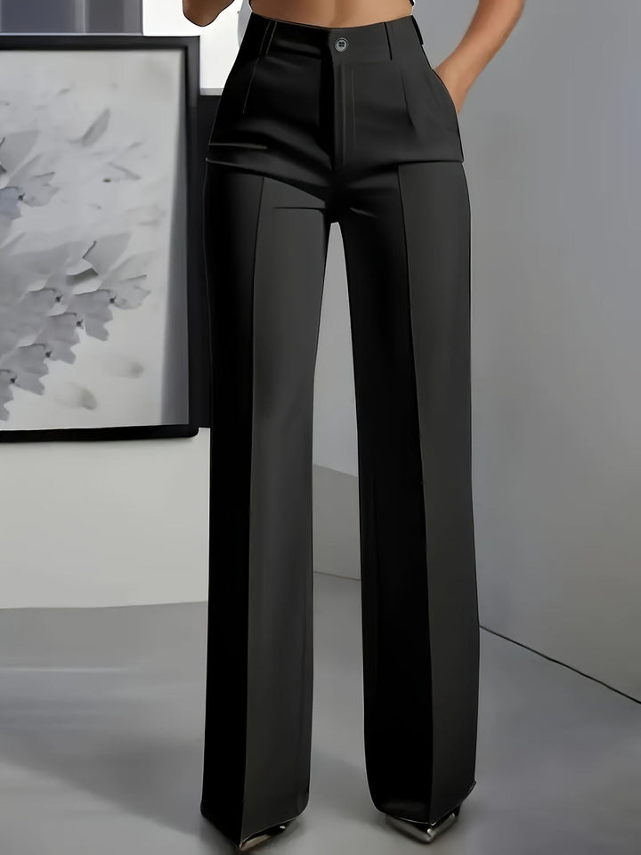 Women's High Waist Wide Leg Trousers with Front Pleats