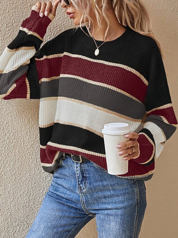 Women's Striped Crew Neck Sweater