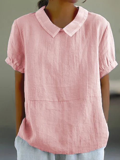 Women's Short Sleeve Linen Blouse