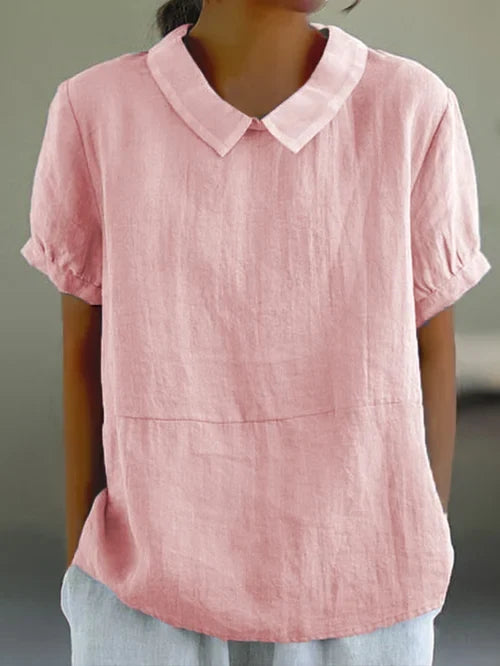 Women's Linen Peter Pan Collar Top