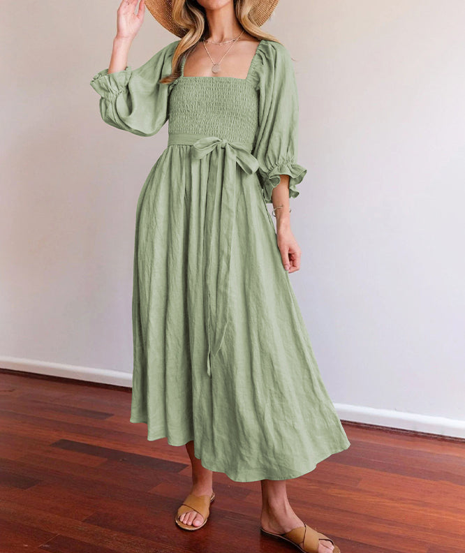 Vivienne | Smocked Square Neck Maxi Dress