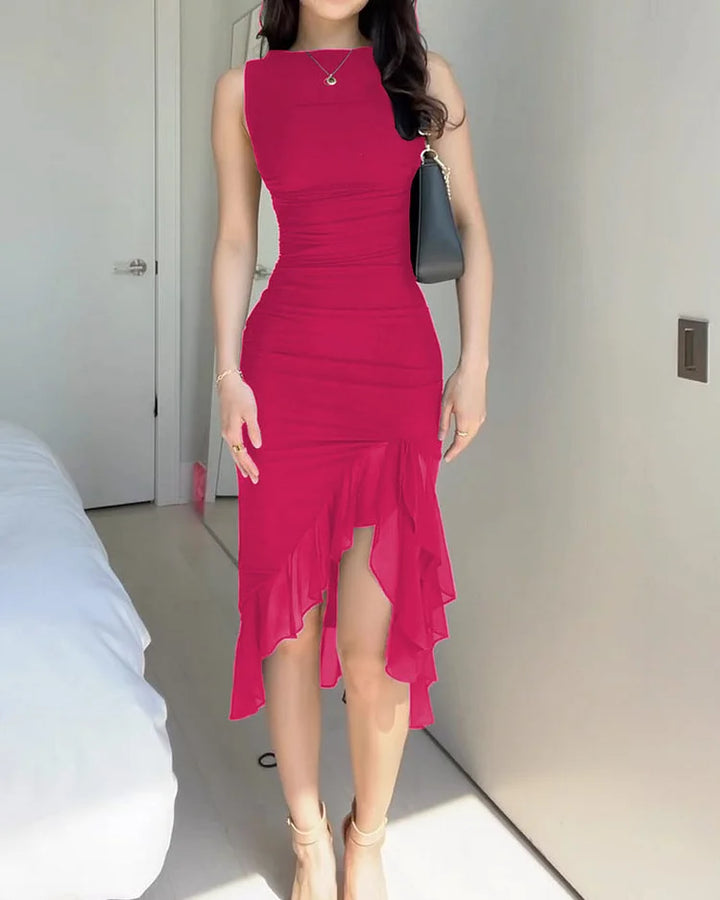 Emilia | Elegant Sleeveless Asymmetric Midi Dress