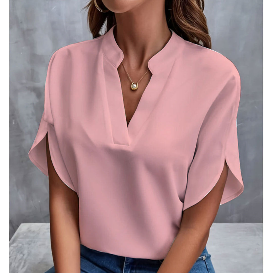 Relaxed Fit V Neck Blouse