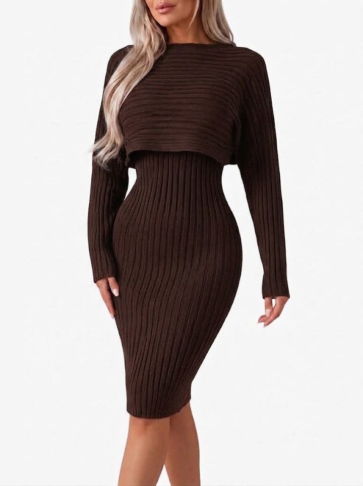 Women's Ribbed Midi Skirt Co-Ord Set with Cropped Top